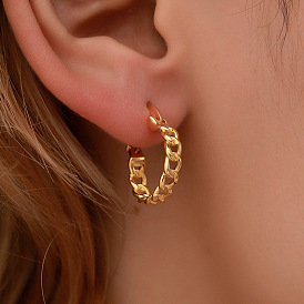 Minimalist Geometric Earrings with Hollow Design and Irregular Chain for Women