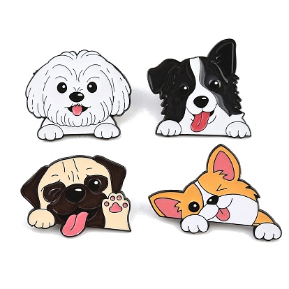 Булавки с эмалью для собак, Черные металлические застежки для значков на лацкан для рюкзака или одежды