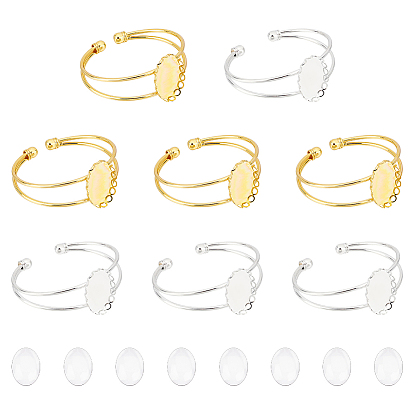 Набор для самостоятельного изготовления овального пустого куполообразного браслета, в том числе изделия из сплава с двойной проволочной манжетой, Кабошоны из стекла