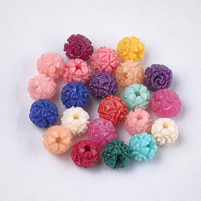 Synthetic Coral Beads, Dyed, Floral