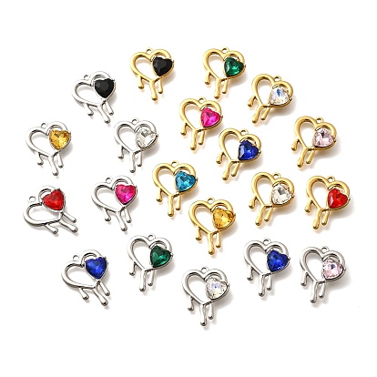 304 подвески из нержавеющей стали, со стразами, реальный 18 k позолоченный, ионное покрытие (ip), сердце