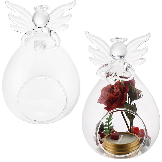 2шт. подвесные стеклянные подсвечники, подсвечник молящегося ангела