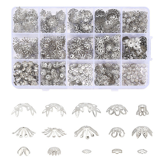 756 шт. 12 стили железные колпачки для бусин, цветок