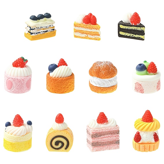 44шт. 11 стили миниатюрных украшений для тортов, аксессуары для домашнего кукольного домика с микро-ландшафтом, притворяясь опорными украшениями