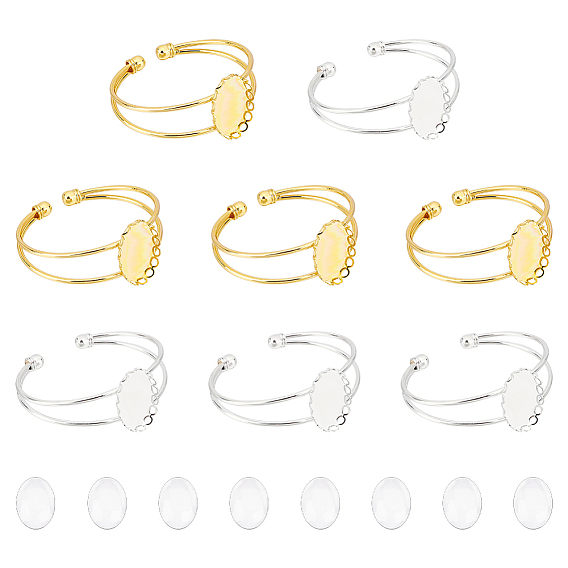 Набор для самостоятельного изготовления овального пустого куполообразного браслета, в том числе изделия из сплава с двойной проволочной манжетой, Кабошоны из стекла