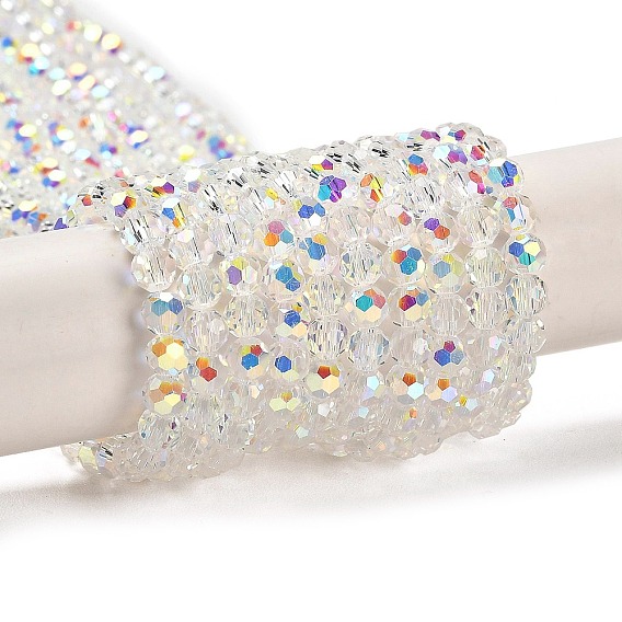 Perles en verre electroplate, facette, ronde