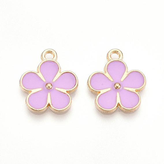 Подвески из эмали и сплава, золотой свет, без кадмия, без никеля и без свинца, цветочный шарм