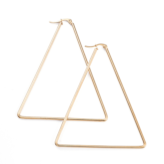 201 Stainless Steel Angular Hoop Earrings, with 304 Stainless Steel Pins, Triangle