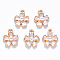 Alloy Enamel Charms, with ABS Plastic Imitation Pearl, Sakura Flower, Light Gold