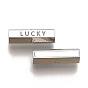 304 Stainless Steel Beads, with Shell, Hexagonal Prism with Word Lucky & Star Pattern