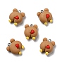 Opaque Resin Pendants, with Platinum Tone Iron Loops, Bear Butt