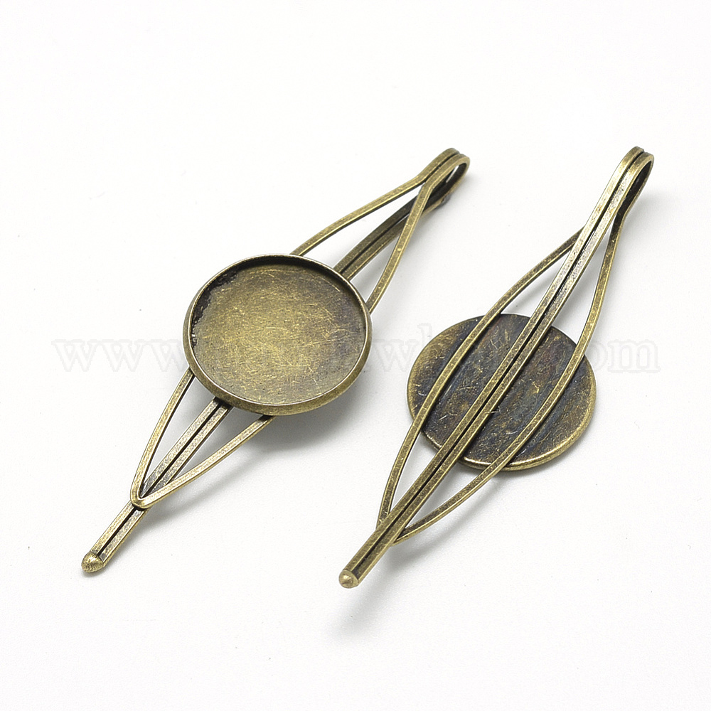 China Factory Iron Hair Bobby Pins Findings Flat Round Tray 20mm