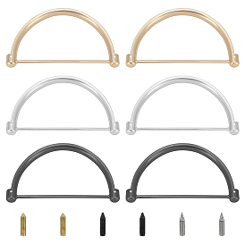 6 наборы ручек для сумок из цинкового сплава, с железными винтами, полукруглый, для аксессуаров сумки