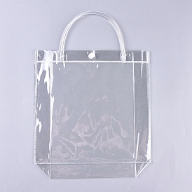 Bolsa de regalo de plástico PVC transparente para el día de San Valentín con asa, para boda cumpleaños baby shower, bolsa reciclada, plaza
