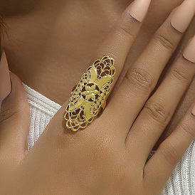 Латунные регулируемые кольца для женщин, цветок