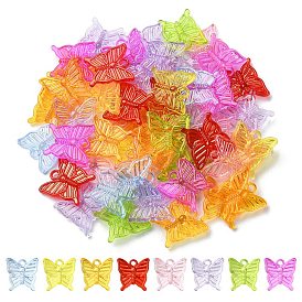 50g pendentifs en acrylique transparent, charme de papillon