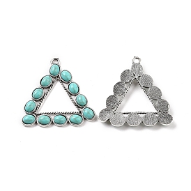Alloy Pendants, with Synthetic Turquoise, Triangle Frame Charms