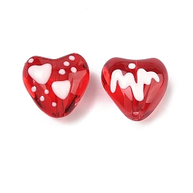 Прозрачные стеклянные эмалевые бусины, бусины ручной работы, сердце