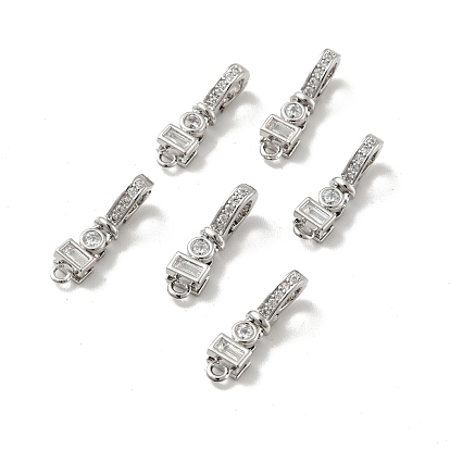 Brass Micro Pave Clear Cubic Zirconia Fold Over Clasps, Cadmium Free & Nickel Free & Lead Free
