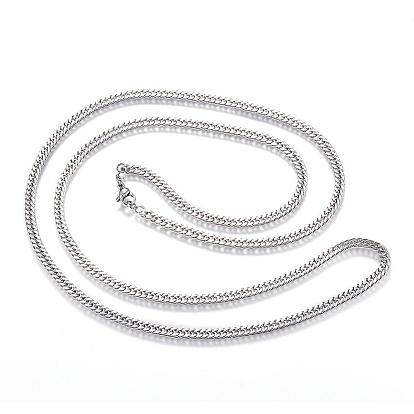 304 Stainless Steel Curb Chain Necklaces, with Lobster Claw Clasps