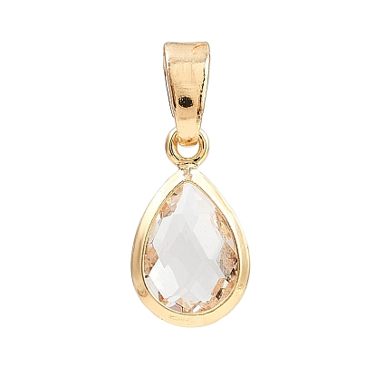 Стеклянные прелести, слеза, с латунной фурнитурой , граненые