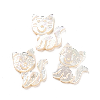 Natural Sea White Shell Cat Charms