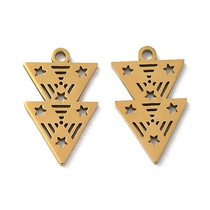 Ion Plating(IP) 316L Surgical Stainless Steel Pendants, Triangle with Star Charm