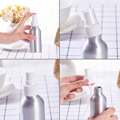 Botellas de aluminio recargables pandahall elite, rociador de salón de peluquería, botella de agua pulverizada, Platino