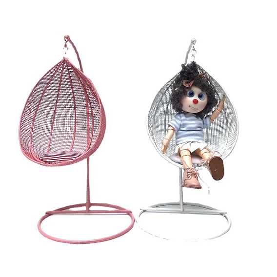 Miniature Iron Swing Hanging Basket Rocking Chairs, Micro Landscape Dollhouse Accessories, Pretending Prop Decorations
