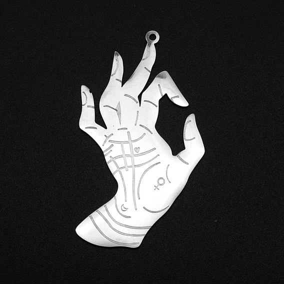 201 Stainless Steel ASL Pendants, Laser Cut, OK Gesture