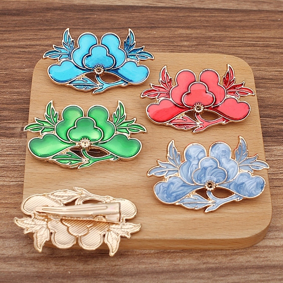 Заколки для волос из кожи аллигатора с цветочным сплавом, Древний стиль ханьфу аксессуары для женщин и девочек