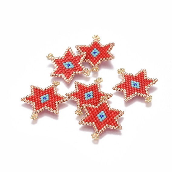 MIYUKI & TOHO Handmade Japanese Seed Beads Links, Loom Pattern, for Jewish, Star of David
