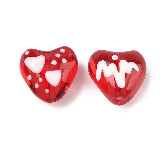 Прозрачные стеклянные эмалевые бусины, бусины ручной работы, сердце