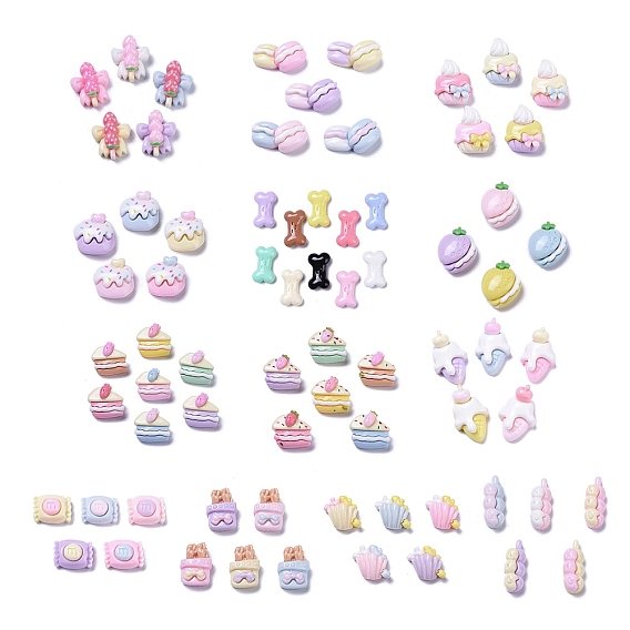 Клубника/мороженое/торт/кость/еда непрозрачные милые кабошоны из смолы, имитация еды