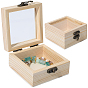 Деревянные шкатулки для хранения ювелирных изделий, с видимой крышкой и защелками из сплава, прямоугольные