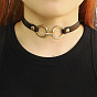 Edgy Gothic Punk Alloy Diamond Choker with Dark Clasp and Chain Bracelet Set