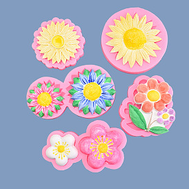 Flower Shape DIY Silicone Molds, Fondant Molds, Resin Casting Molds, for Chocolate, Candy, UV Resin & Epoxy Resin Craft Making