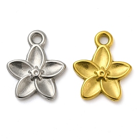 Ion Plating(IP) 304 Stainless Steel Pendants, Flower Charm