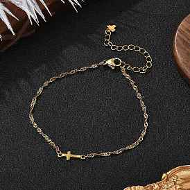 304 из нержавеющей стали крест ссылка браслеты, сингапурские цепи браслеты, с 304 из нержавеющей стали Lobster Claw застежками