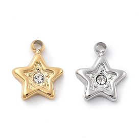 304 подвески из нержавеющей стали, со стразами, ионное покрытие (ip), звезда