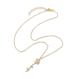 Brass Flower Pendant Necklace, Cable Chains Necklaces