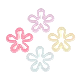 Imitation Jelly Plastic Beads, Flower, AB Color Plated