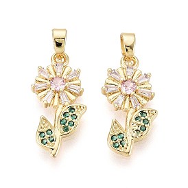 Латунные микро проложить кубического циркония подвески, цветок