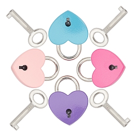 Gorgecraft 4 Sets 4 Colors Alloy Padlock Mini Lock with Key, for Jewelry Box Storage Box Diary Book, Heart