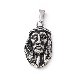304 Stainless Steel Pendants, Man Head Charms