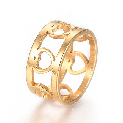 Revestimiento iónico (ip) 304 anillos para los dedos de acero inoxidable, anillos de banda ancha, hueco, corazón
