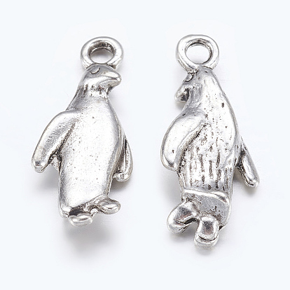 Сплавочные подвески тибетского стиля, без свинца и без кадмия, пингвин, 23x10x3.5 мм, отверстие : 2 мм