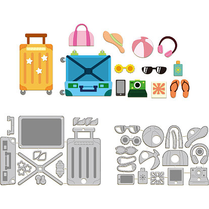 2шт 2 стили дорожный багаж углеродистая сталь резка штампы трафареты, для diy scrapbooking, Фотоальбом, декоративная бумага для тиснения, цвет нержавеющей стали