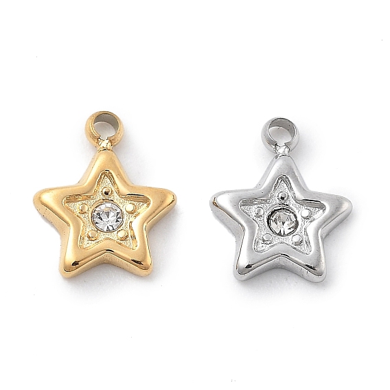 304 подвески из нержавеющей стали, со стразами, ионное покрытие (ip), звезда