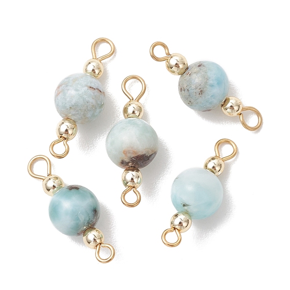 Круглые соединительные подвески из натурального ларимара, с 304 петлями из нержавеющей стали